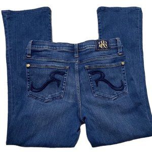 * Rock & Republic Size 8 S Kassandra Bootcut Jeans 8 Short Inseam Logo Y2K